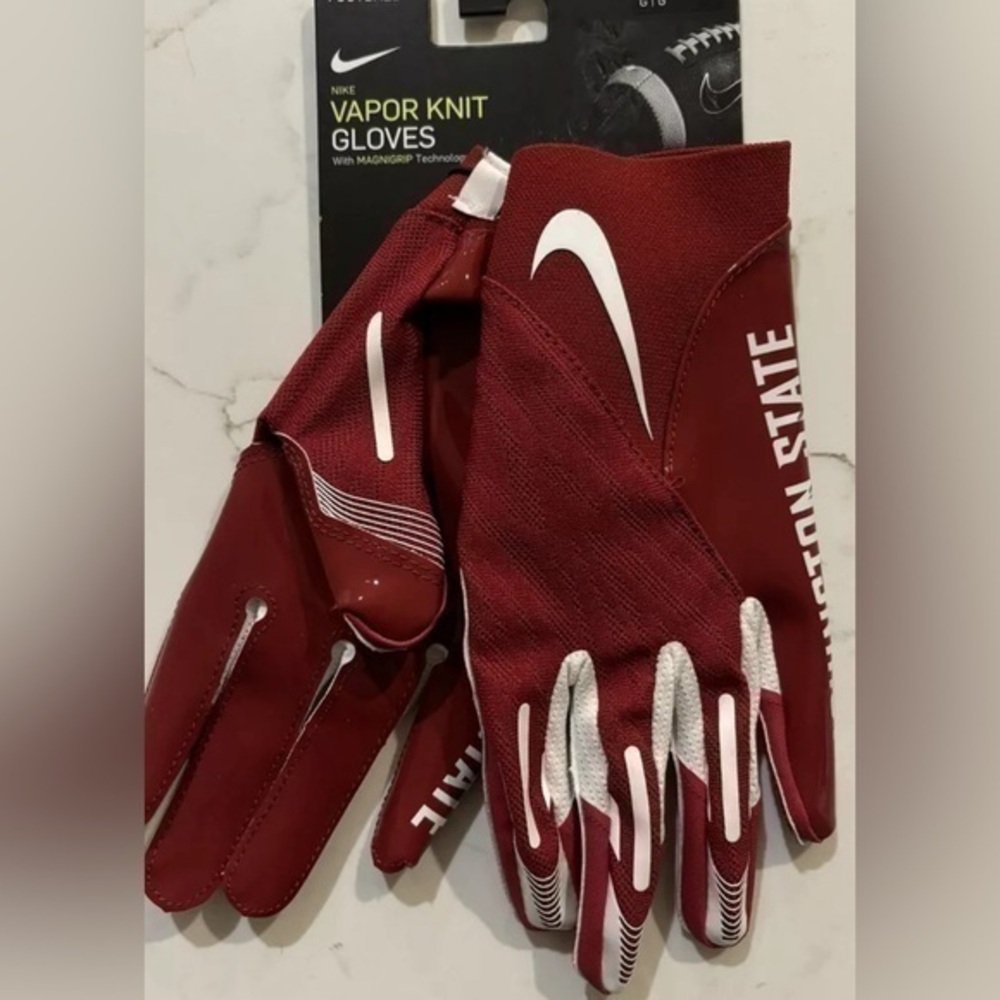 New Nike Vapor Knit Washington State Cougars Football Gloves FN5631-620 Size XXL